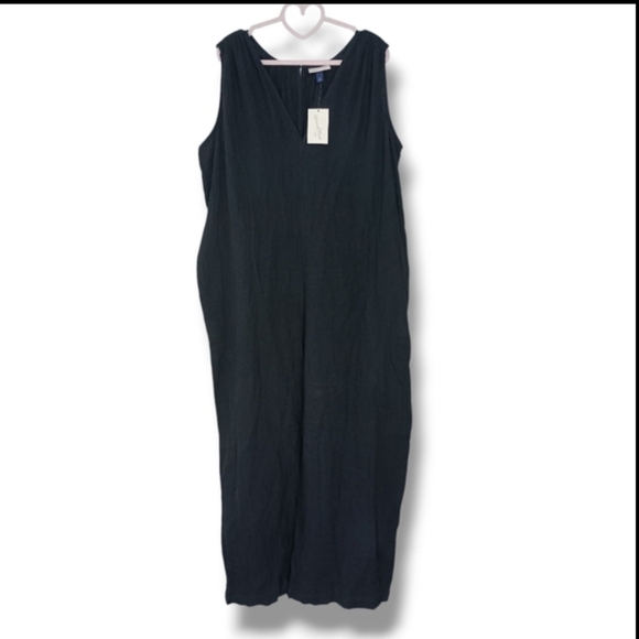 NWT Sleeveless Cotton Jumpsuit In Black Size XL - Picture 3 of 7